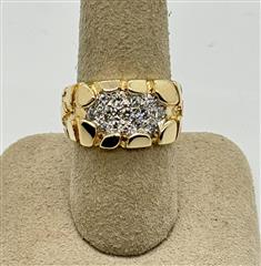 Gent's Diamond Cluster Ring 14 Diamonds .75 Carat T.W. 14K Yellow Gold 10.9g